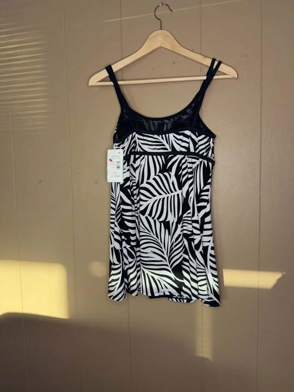 Swim Solutions Empire Swimdress Black and White Palm Print Size 12 - Picture 5 of 5